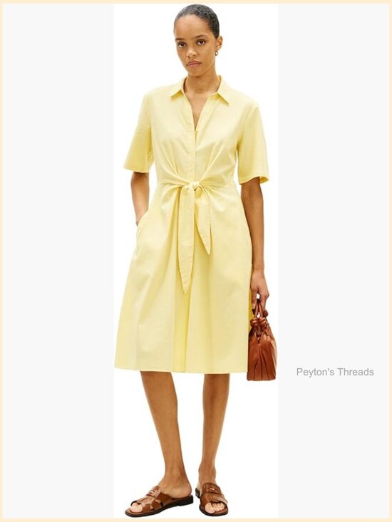Dresses & Skirts - Short Sleeve Linen Shirt Midi Dress with Pockets